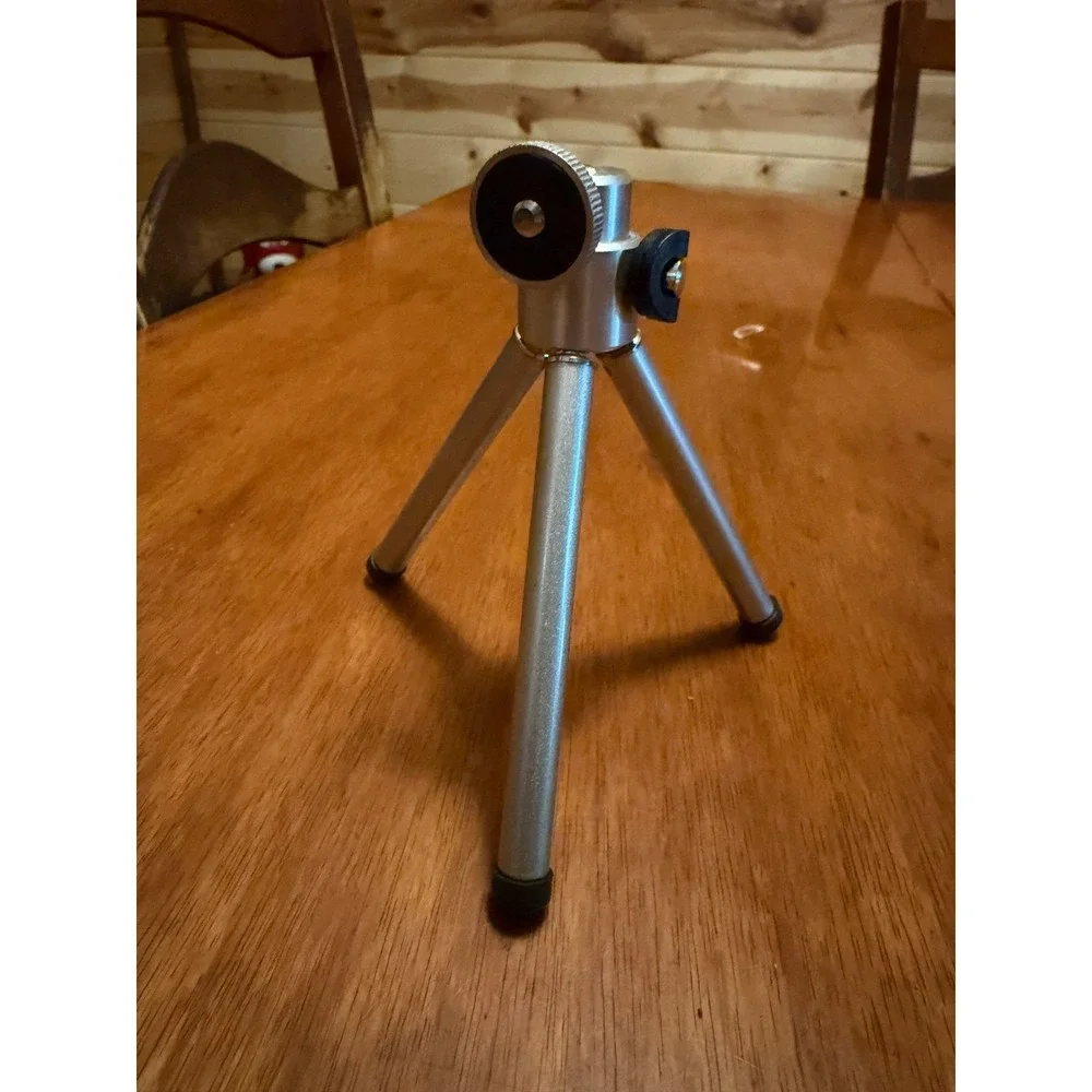 Mini Tabletop Tripod Silver Metal Portable‎ Compact Camera Stand 5 Inch Foldable